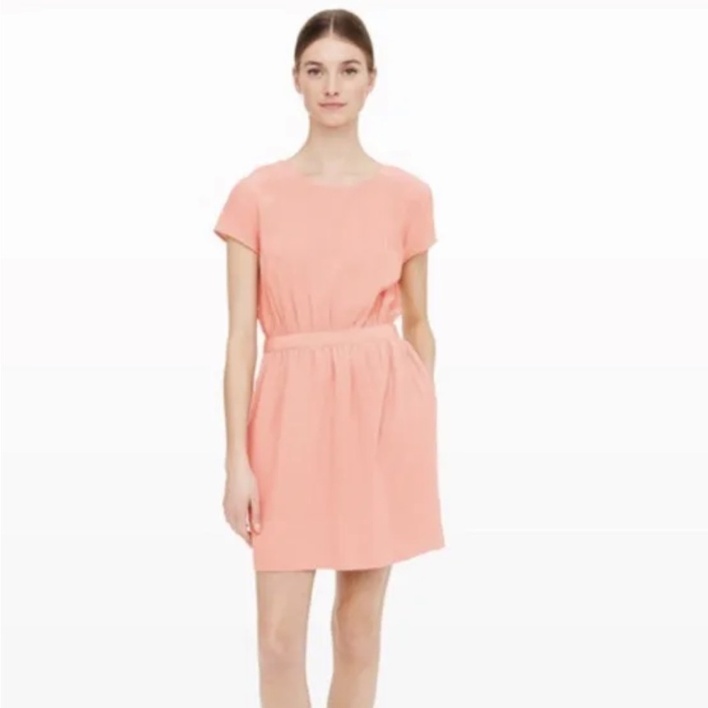 Club Monaco Ruth Cutout Vented Back Silk Light Peach Pink Dress